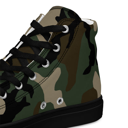 American M81 Woodland CAMO Men’s high top canvas shoes - Mens High Top Canvas Shoes