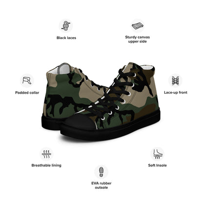 American M81 Woodland CAMO Men’s high top canvas shoes - Mens High Top Canvas Shoes