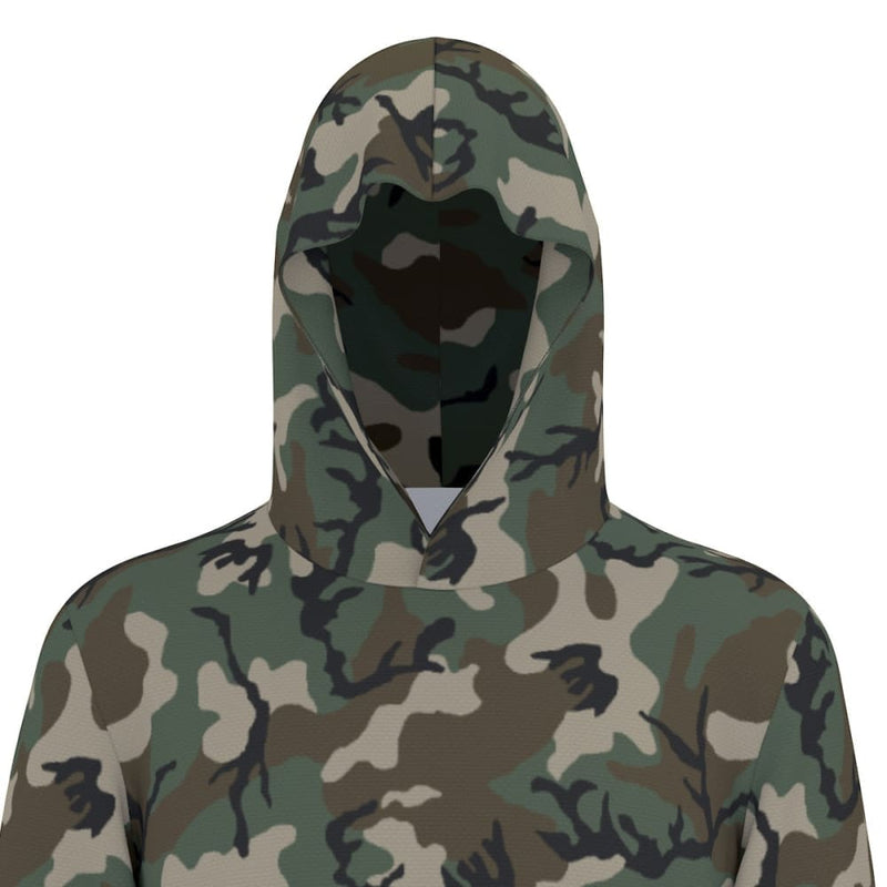 American M81 Woodland CAMO Men’s Sunscreen Sports Hoodie With Thumb Holes - Mens Sunscreen Sports Hoodie With Thumb Holes
