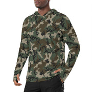 Classic M81 Woodland CAMO Mens Sunscreen Sports Hoodie With Thumb Holes - S / White