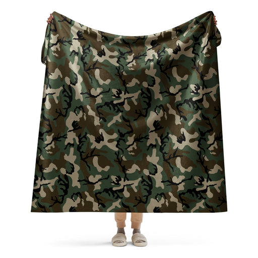 American M81 Woodland CAMO Sherpa Blanket - 60″×80″