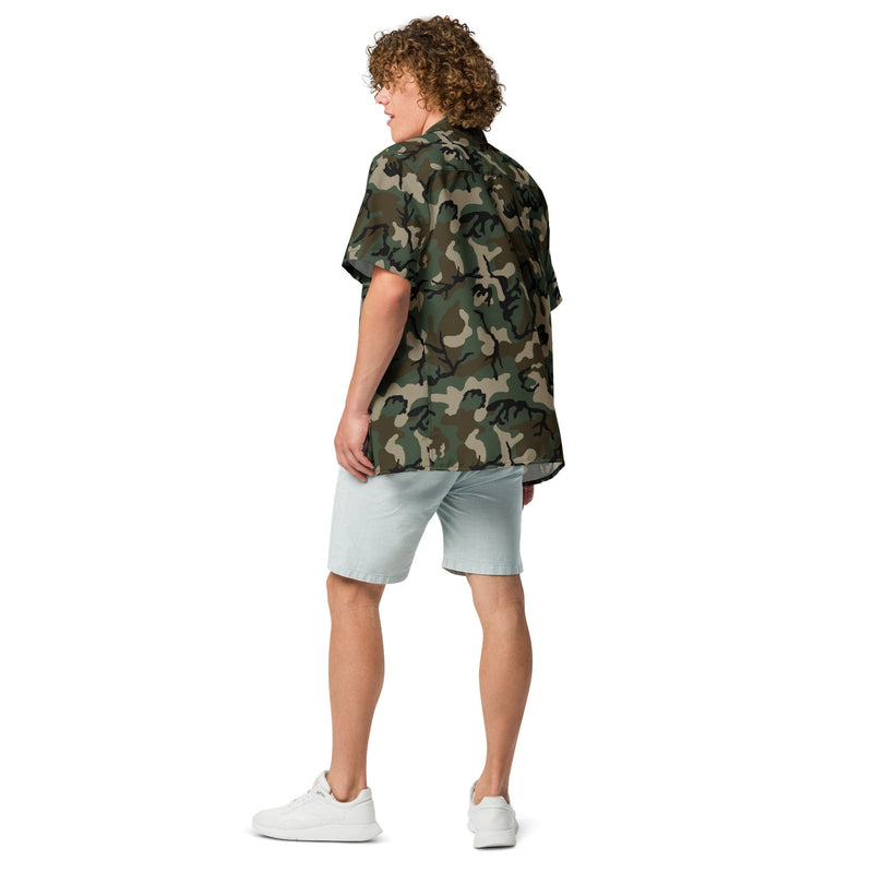 Classic M81 Woodland CAMO Unisex Short-Sleeve Button Shirt - Button-Up