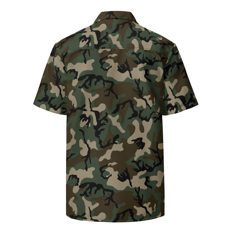 Classic M81 Woodland CAMO Unisex Short-Sleeve Button Shirt - Button-Up