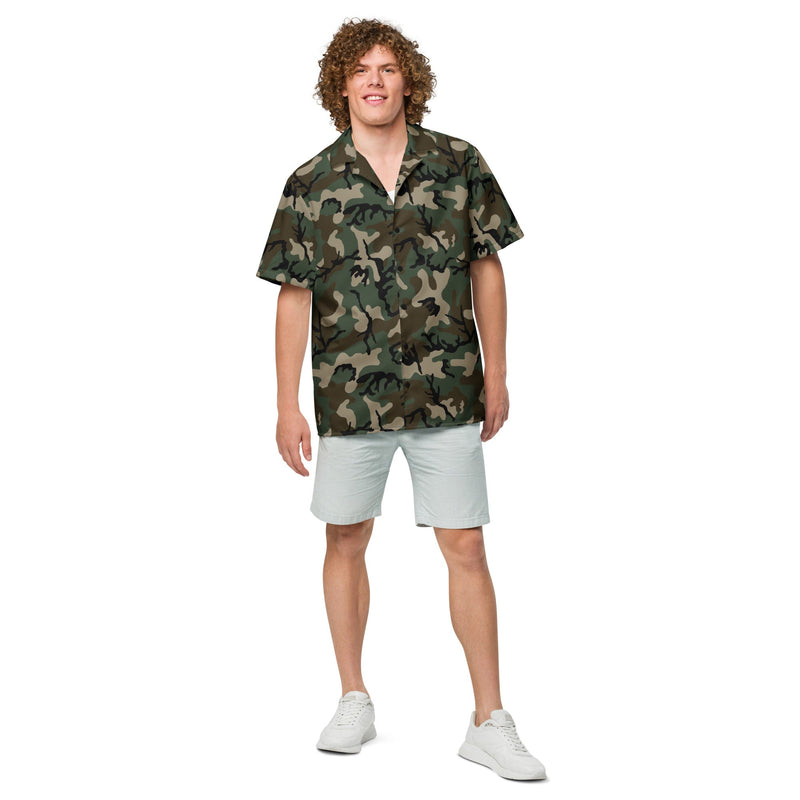Classic M81 Woodland CAMO Unisex Short-Sleeve Button Shirt - Button-Up