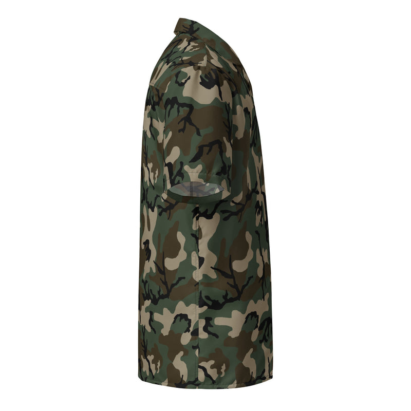 Classic M81 Woodland CAMO Unisex Short-Sleeve Button Shirt - Button-Up
