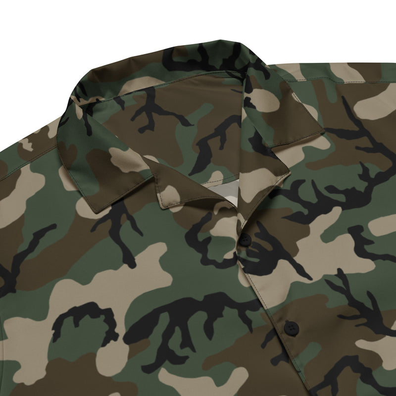 Classic M81 Woodland CAMO Unisex Short-Sleeve Button Shirt - Button-Up