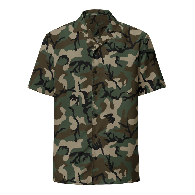 Classic M81 Woodland CAMO Unisex Short-Sleeve Button Shirt - Button-Up