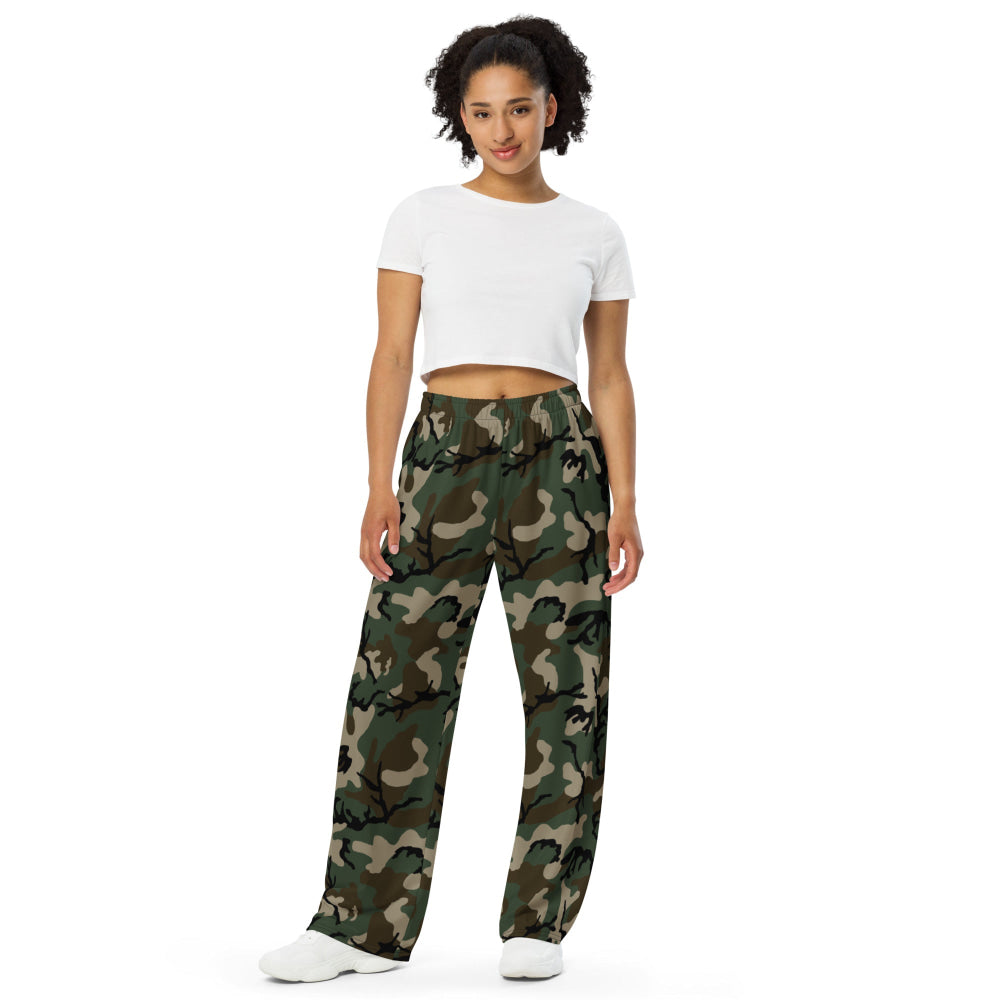 American M81 Woodland CAMO unisex wide-leg pants - Unisex Wide-Leg Pants