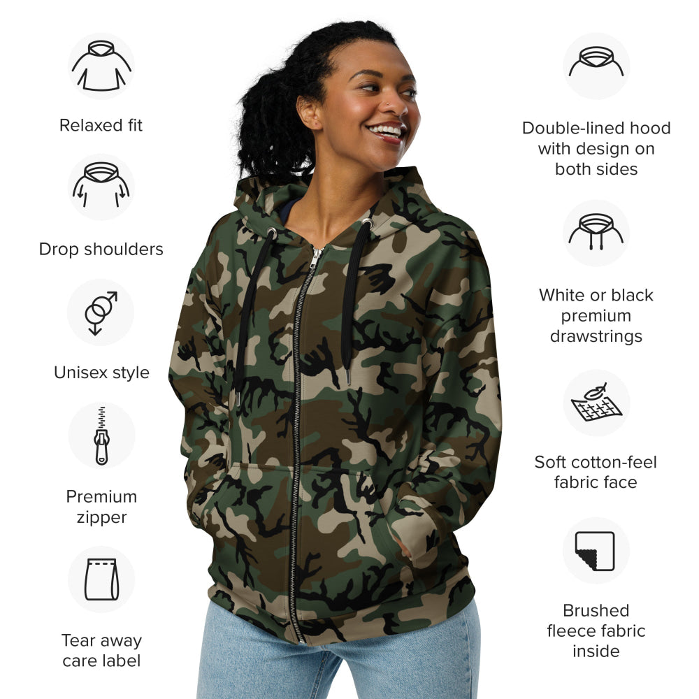 American M81 Woodland CAMO Unisex zip hoodie - Zip Hoodie