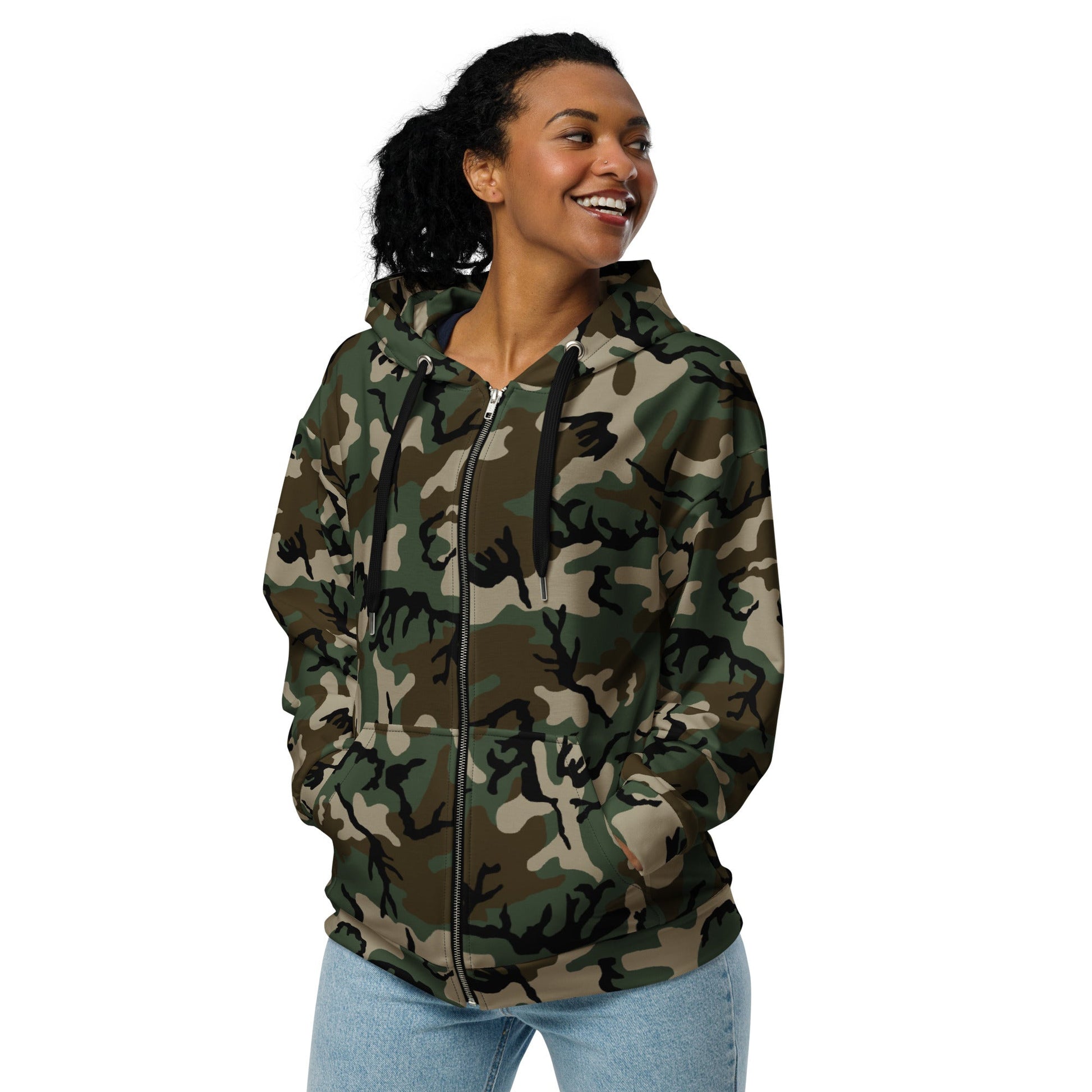 American M81 Woodland CAMO Unisex zip hoodie Zip Hoodies
