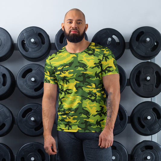 American M81 Yellow Jacket Safety CAMO Mens athletic t-shirt - XS - Athletic T-Shirts