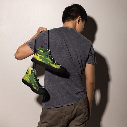 American M81 Yellow Jacket Safety CAMO Mens high top canvas shoes - High Top Canvas Shoes