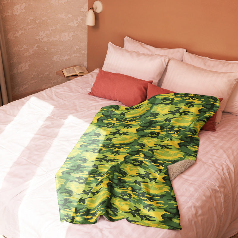 American M81 Yellow Jacket Safety CAMO Sherpa Blanket