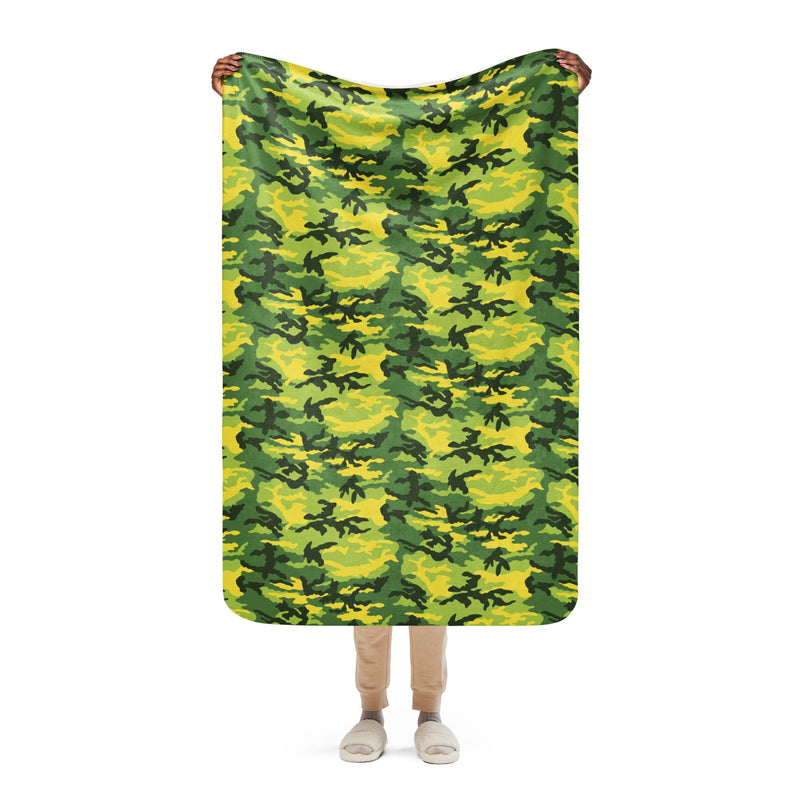 American M81 Yellow Jacket Safety CAMO Sherpa Blanket - 37″×57″