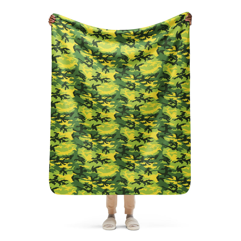 American M81 Yellow Jacket Safety CAMO Sherpa Blanket - 50″×60″