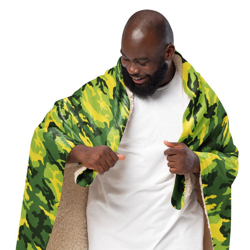 American M81 Yellow Jacket Safety CAMO Sherpa Blanket
