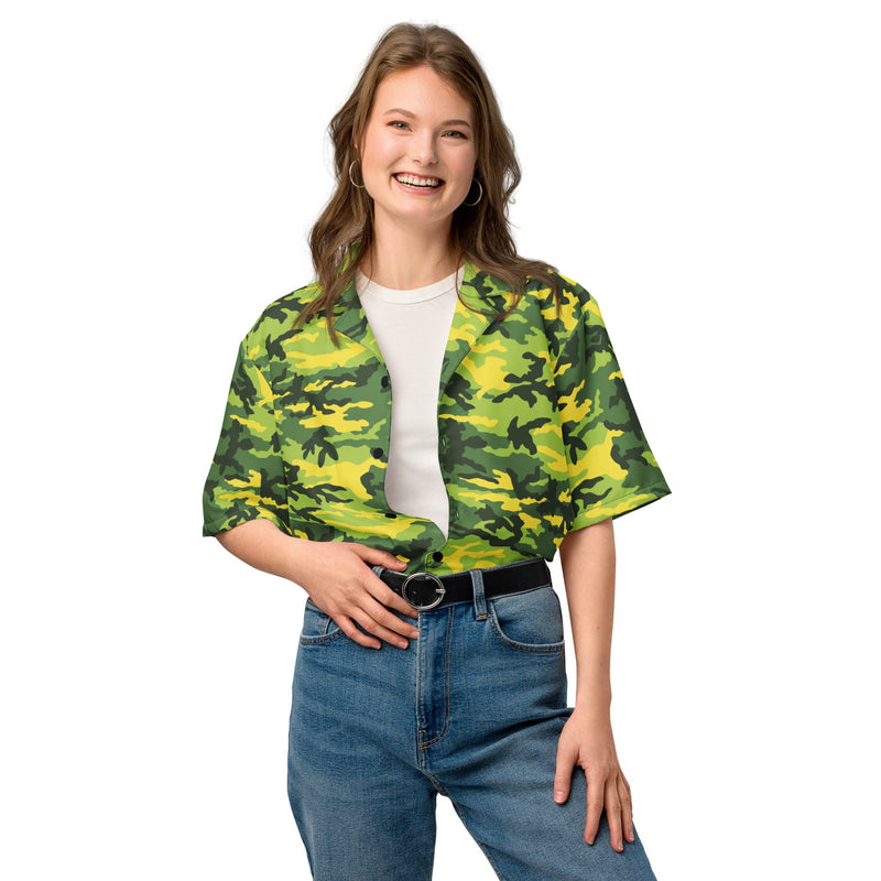 Classic M81 Yellow Jacket Safety CAMO Unisex Short-Sleeve Button Shirt - Button-Up
