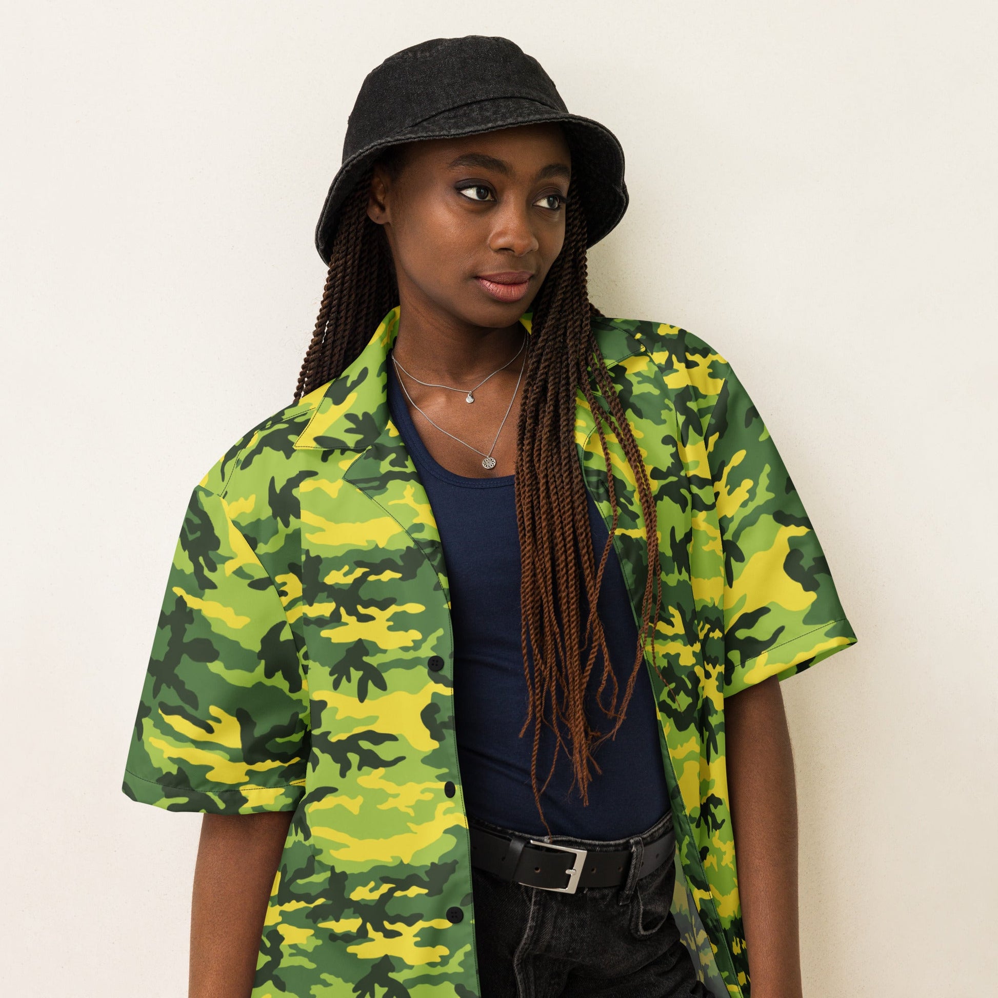 American M81 Yellow Jacket Safety CAMO Unisex button shirt - Button Shirts