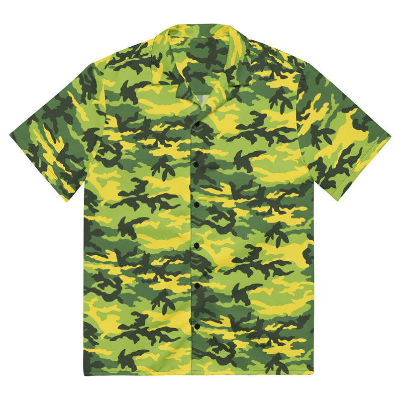Classic M81 Yellow Jacket Safety CAMO Unisex Short-Sleeve Button Shirt - 2XS - Button-Up