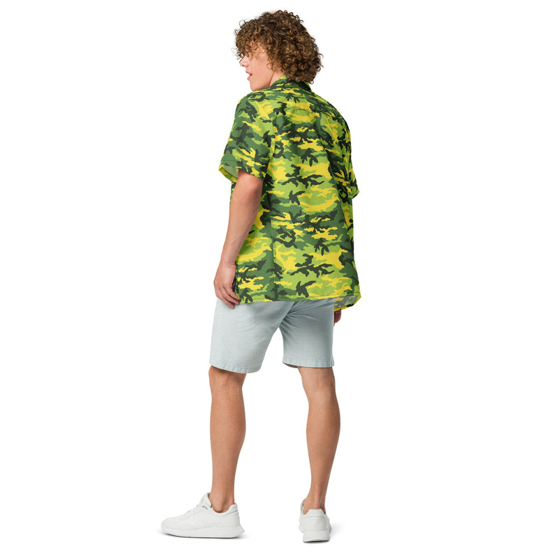 Classic M81 Yellow Jacket Safety CAMO Unisex Short-Sleeve Button Shirt - Button-Up