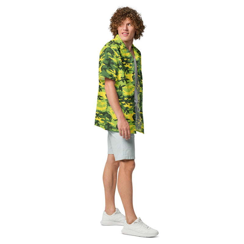 Classic M81 Yellow Jacket Safety CAMO Unisex Short-Sleeve Button Shirt - Button-Up