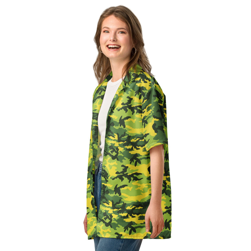 Classic M81 Yellow Jacket Safety CAMO Unisex Short-Sleeve Button Shirt - Button-Up
