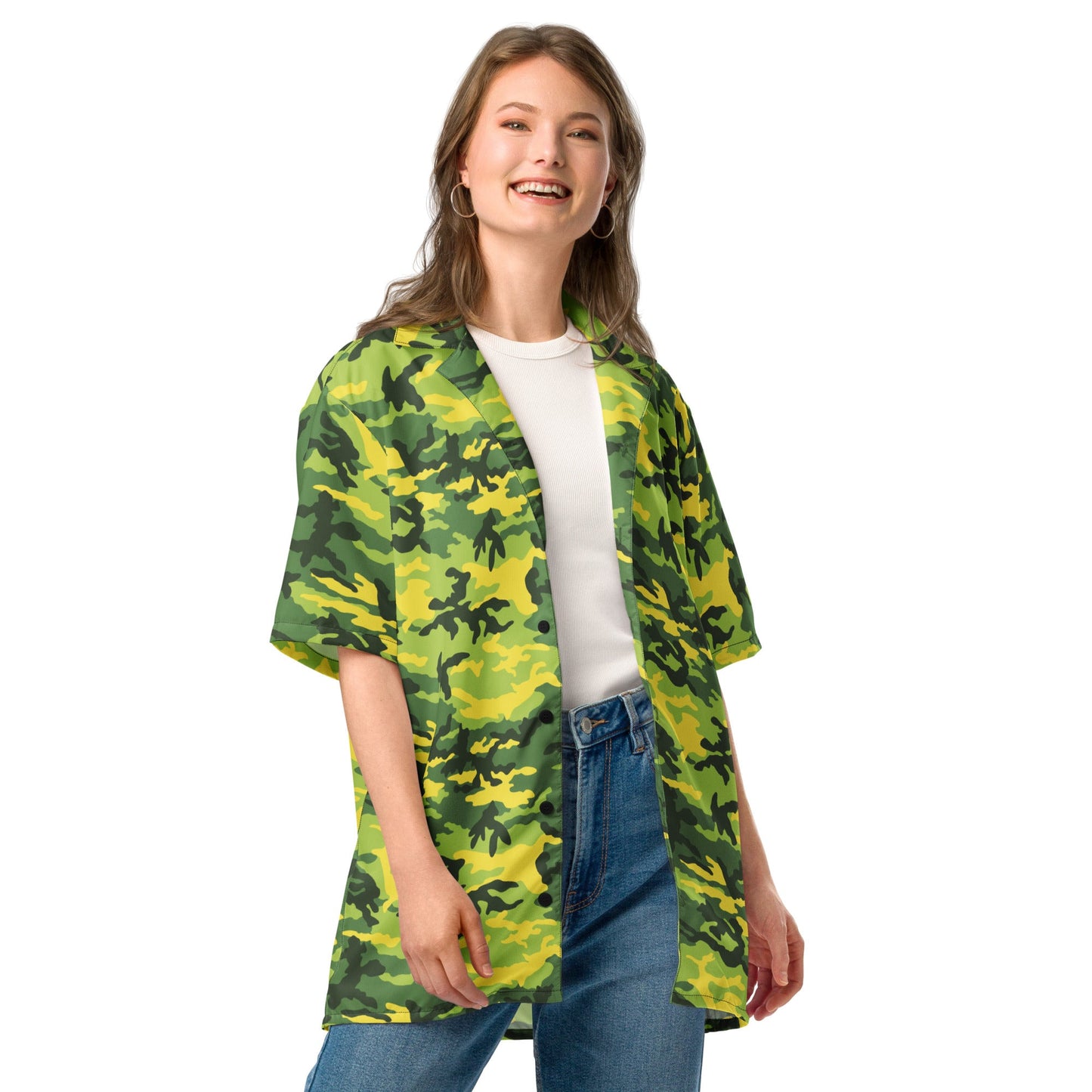 American M81 Yellow Jacket Safety CAMO Unisex button shirt - Button Shirts