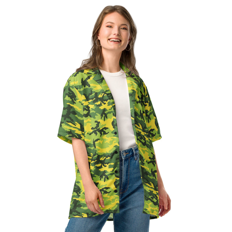 Classic M81 Yellow Jacket Safety CAMO Unisex Short-Sleeve Button Shirt - Button-Up