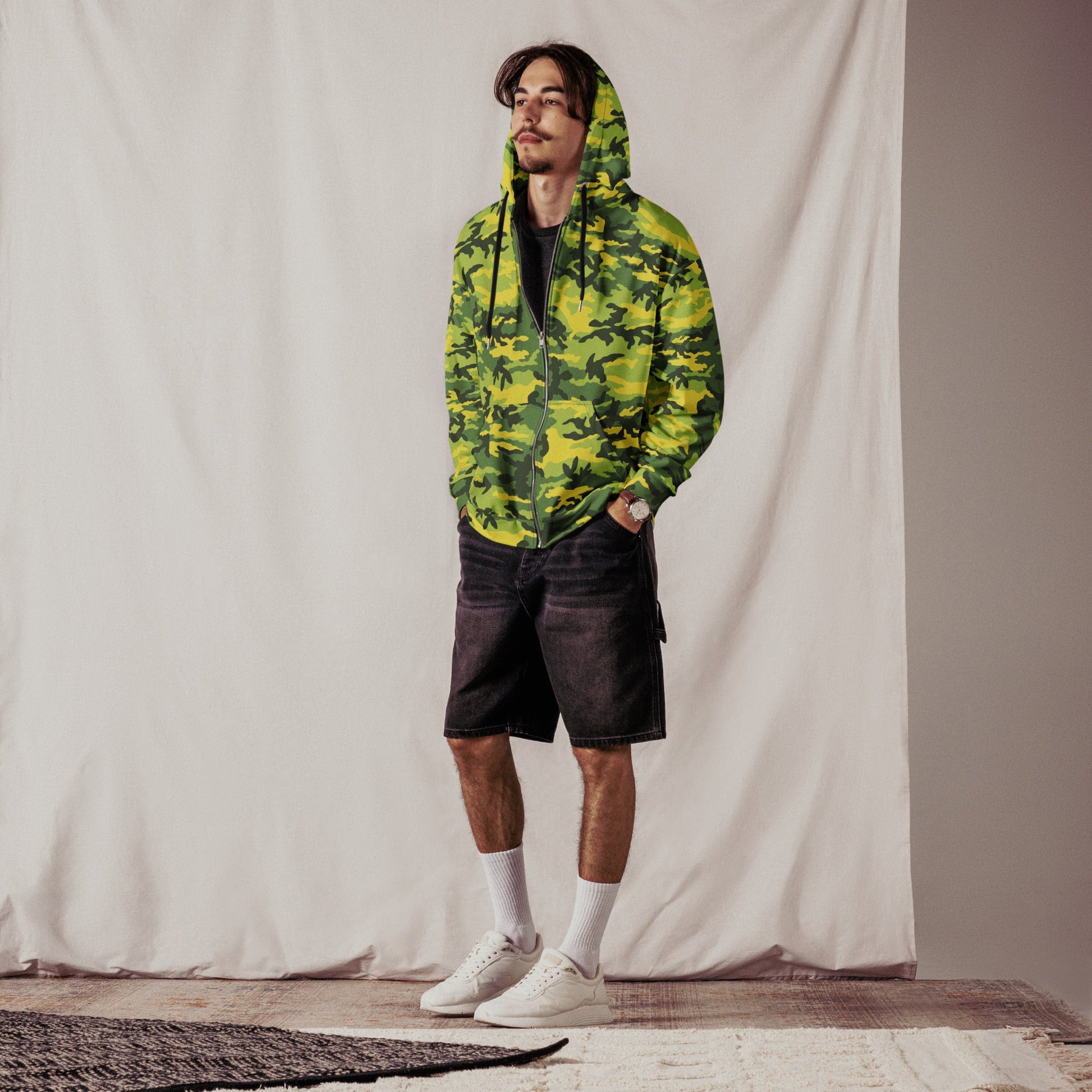 American M81 Yellow Jacket Safety CAMO Unisex Zip Hoodie