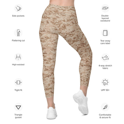 American MARPAT Desert CAMO Leggings with pockets - Womens With Pockets