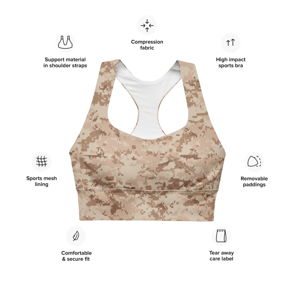 American MARPAT Desert CAMO Longline sports bra - Womens Sports Bra