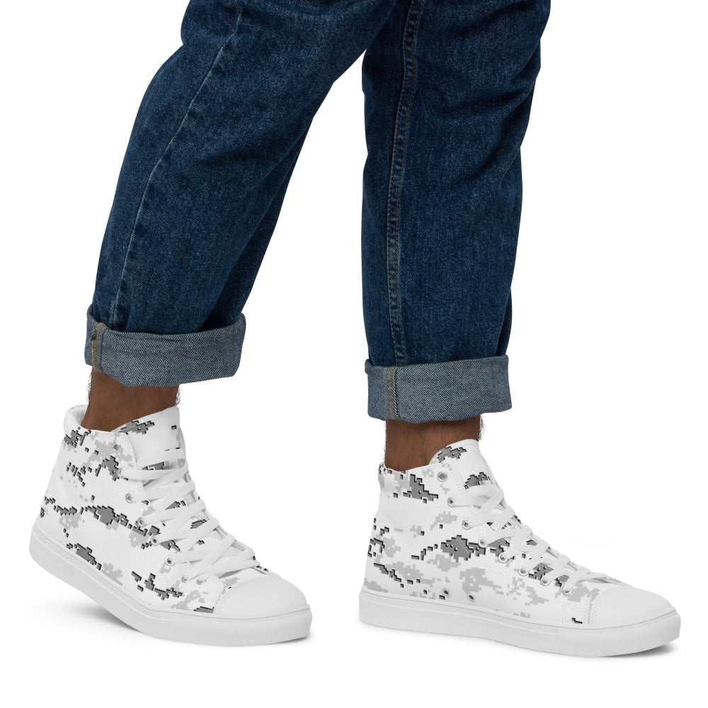 American MARPAT Snow CAMO Men’s high top canvas shoes - Mens High Top Canvas Shoes