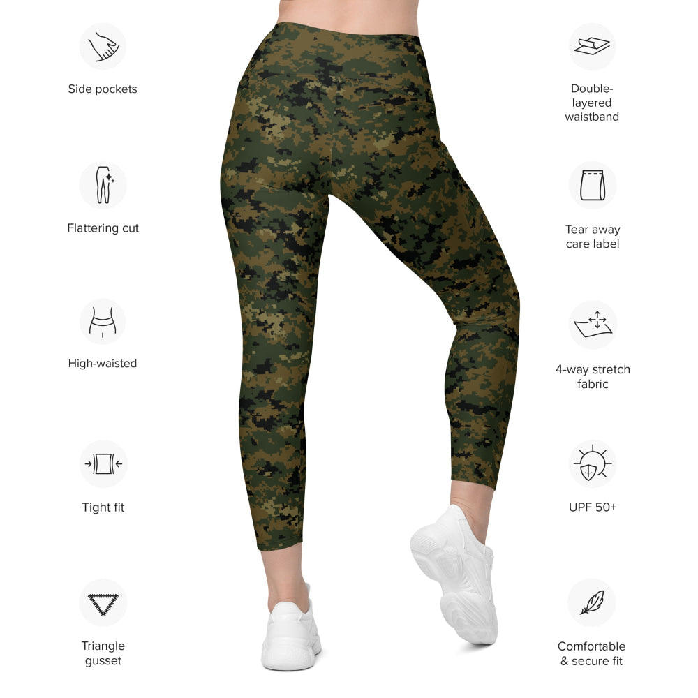 American MARPAT Woodland CAMO Leggings with pockets - Womens With Pockets