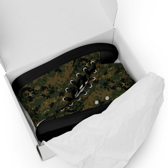 American MARPAT Woodland CAMO Men’s high top canvas shoes - High Top Canvas Shoes