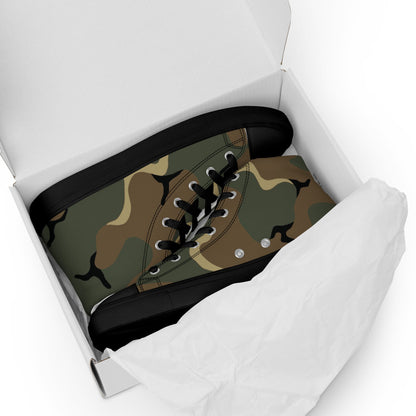 American MERDC Vehicle Woodland CAMO Mens high top canvas shoes - High Top Canvas Shoes