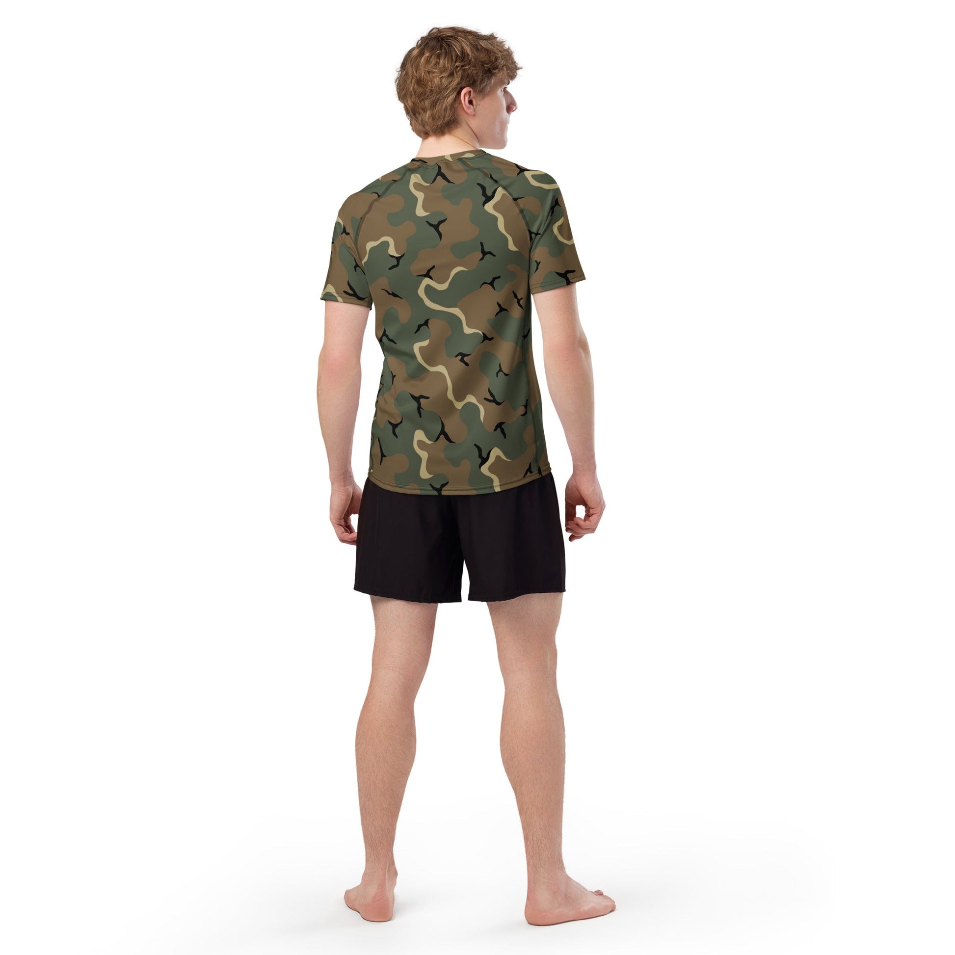 American MERDC Vehicle Woodland CAMO Mens Short-Sleeve Rash Guard - Short-sleeve Guards