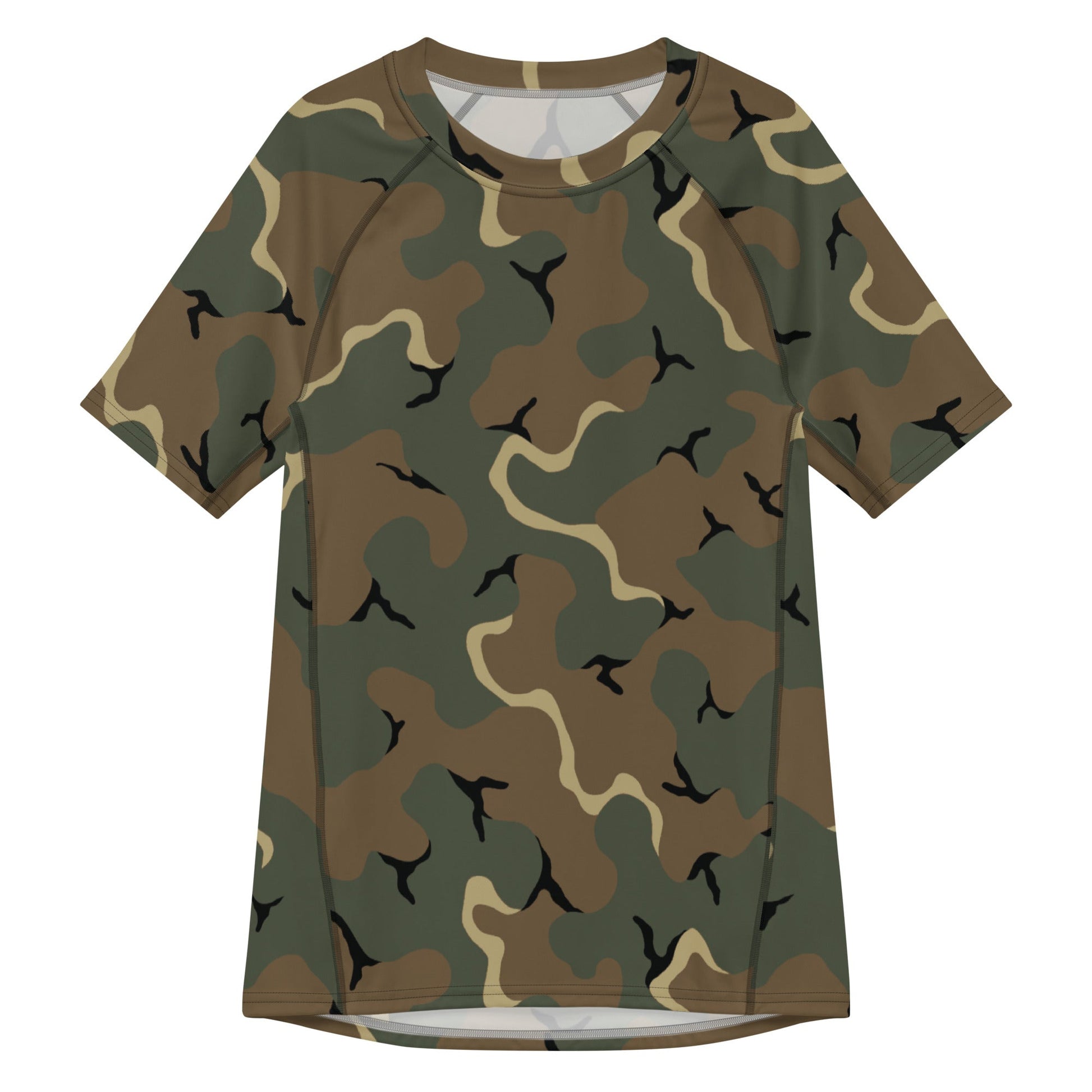 American MERDC Vehicle Woodland CAMO Mens Short-Sleeve Rash Guard - 2XS - Short-sleeve Guards