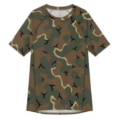 American MERDC Vehicle Woodland CAMO Mens Short-Sleeve Rash Guard - 2XS - Short-sleeve Guards