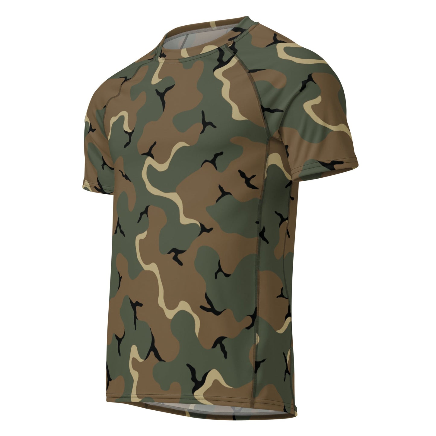 American MERDC Vehicle Woodland CAMO Mens Short-Sleeve Rash Guard - Short-sleeve Guards