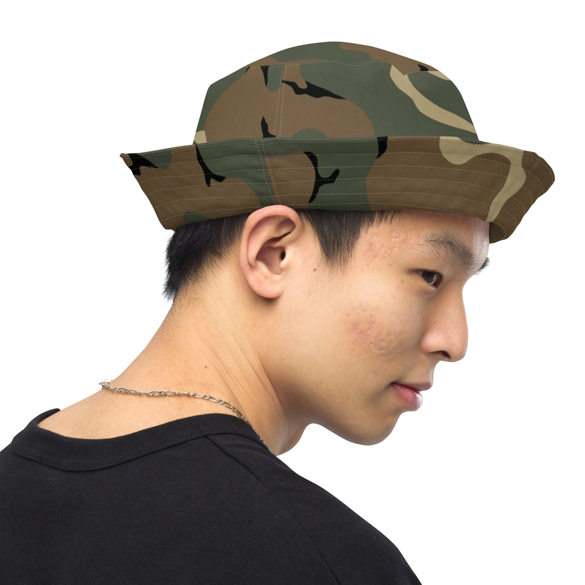 American MERDC Vehicle Woodland CAMO Reversible bucket hat - Bucket Hats