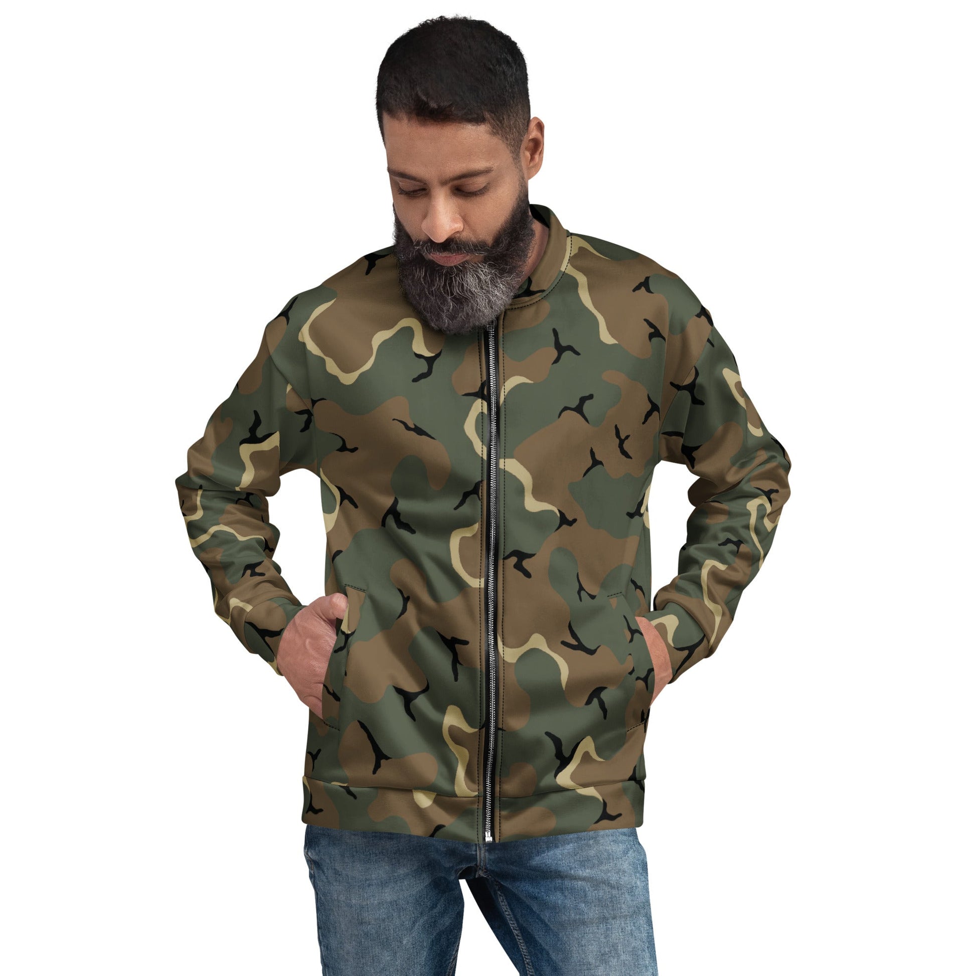 American MERDC Vehicle Woodland CAMO Unisex Bomber Jacket - XS - Jackets