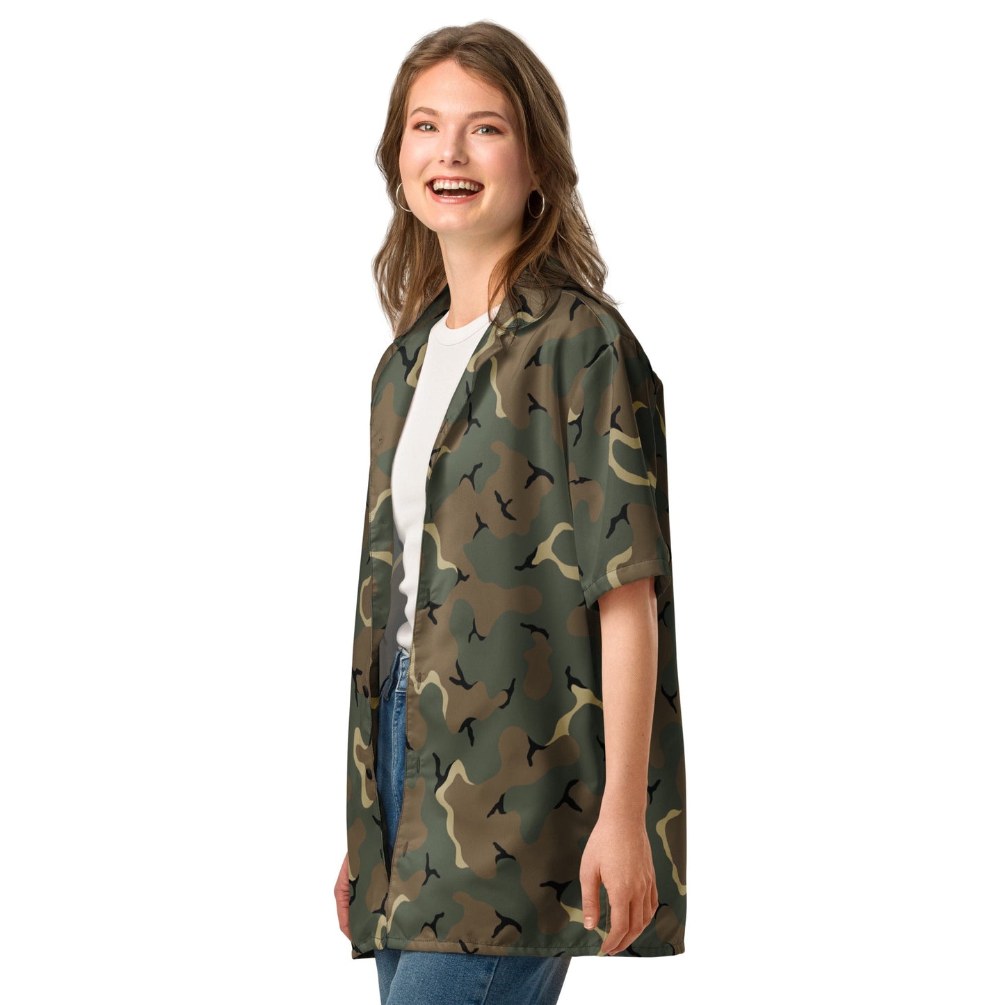 American MERDC Vehicle Woodland CAMO Unisex button shirt - Button Shirts