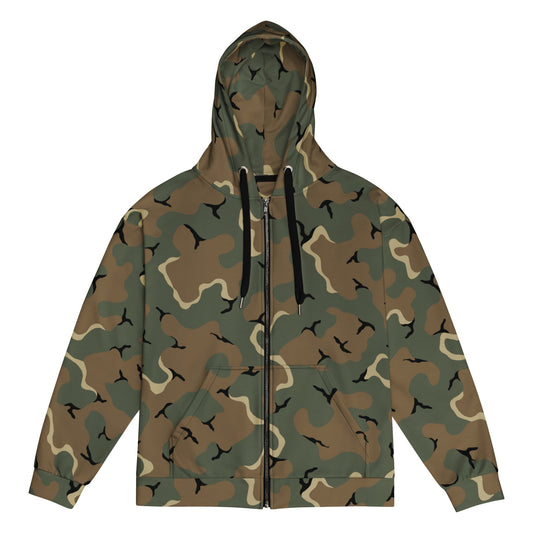 American MERDC Vehicle Woodland CAMO Unisex zip hoodie - 2XS - Zip Hoodies