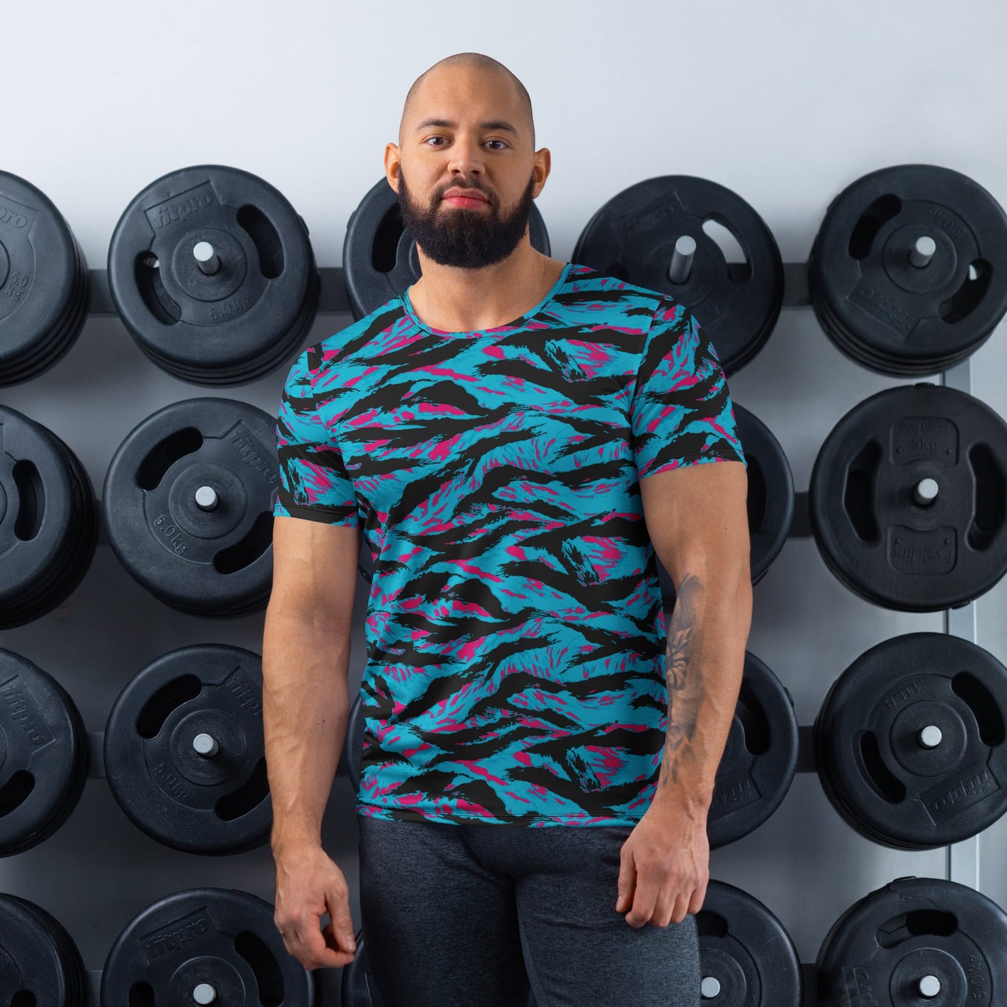 American Miami Vice Tiger Stripe CAMO Mens Athletic T-Shirt - XS