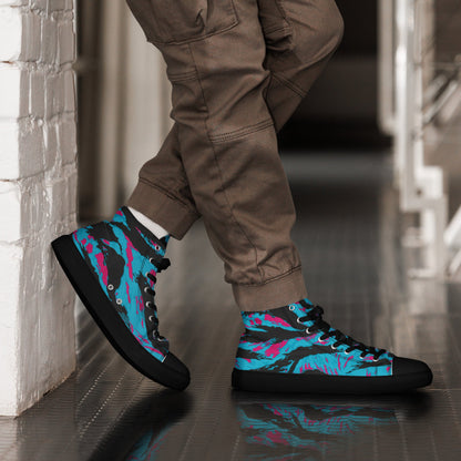 American Miami Vice Tiger Stripe CAMO Mens High-Top Canvas Shoes - 5