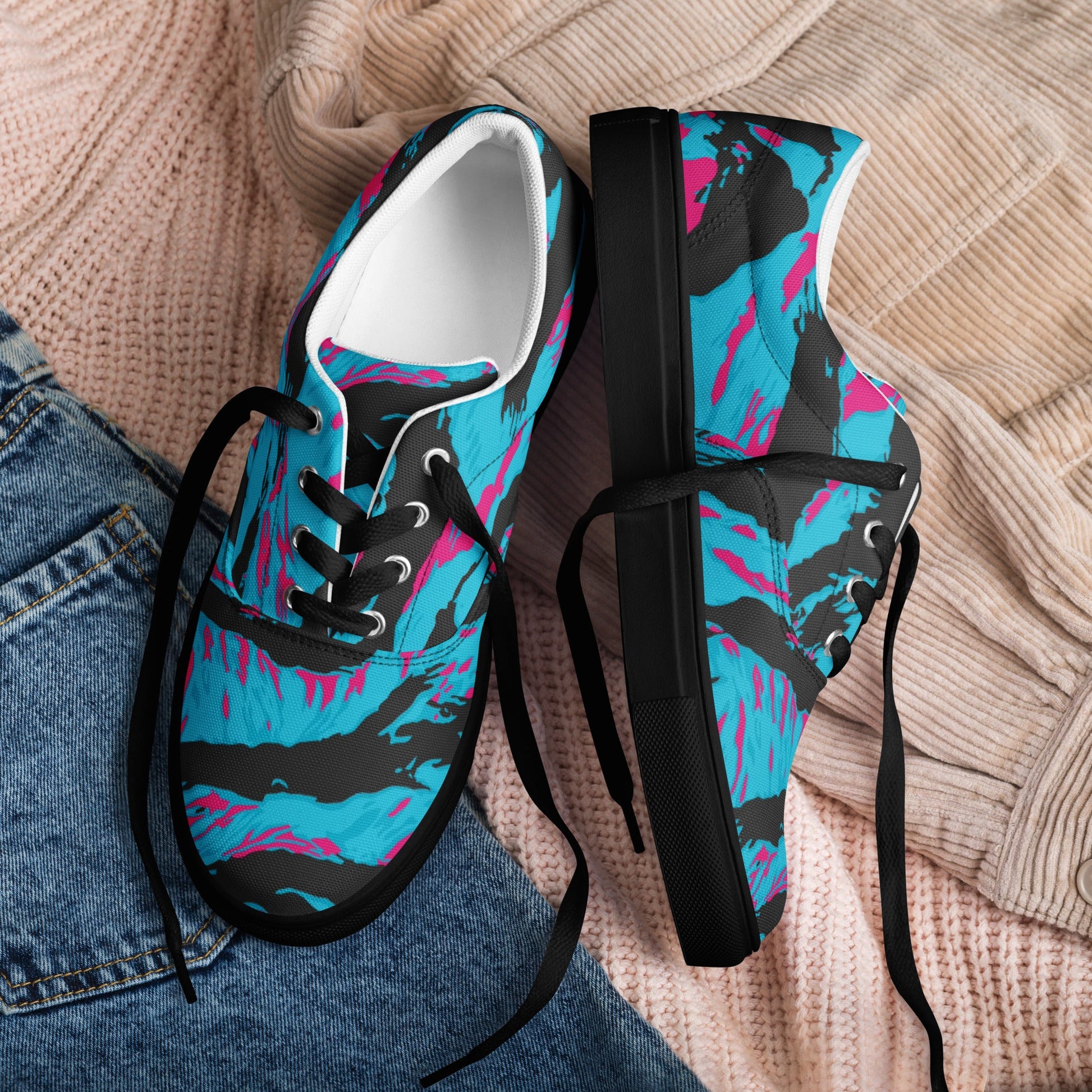 American Miami Vice Tiger Stripe CAMO Mens Lace-Up Canvas Shoes - Lace-up