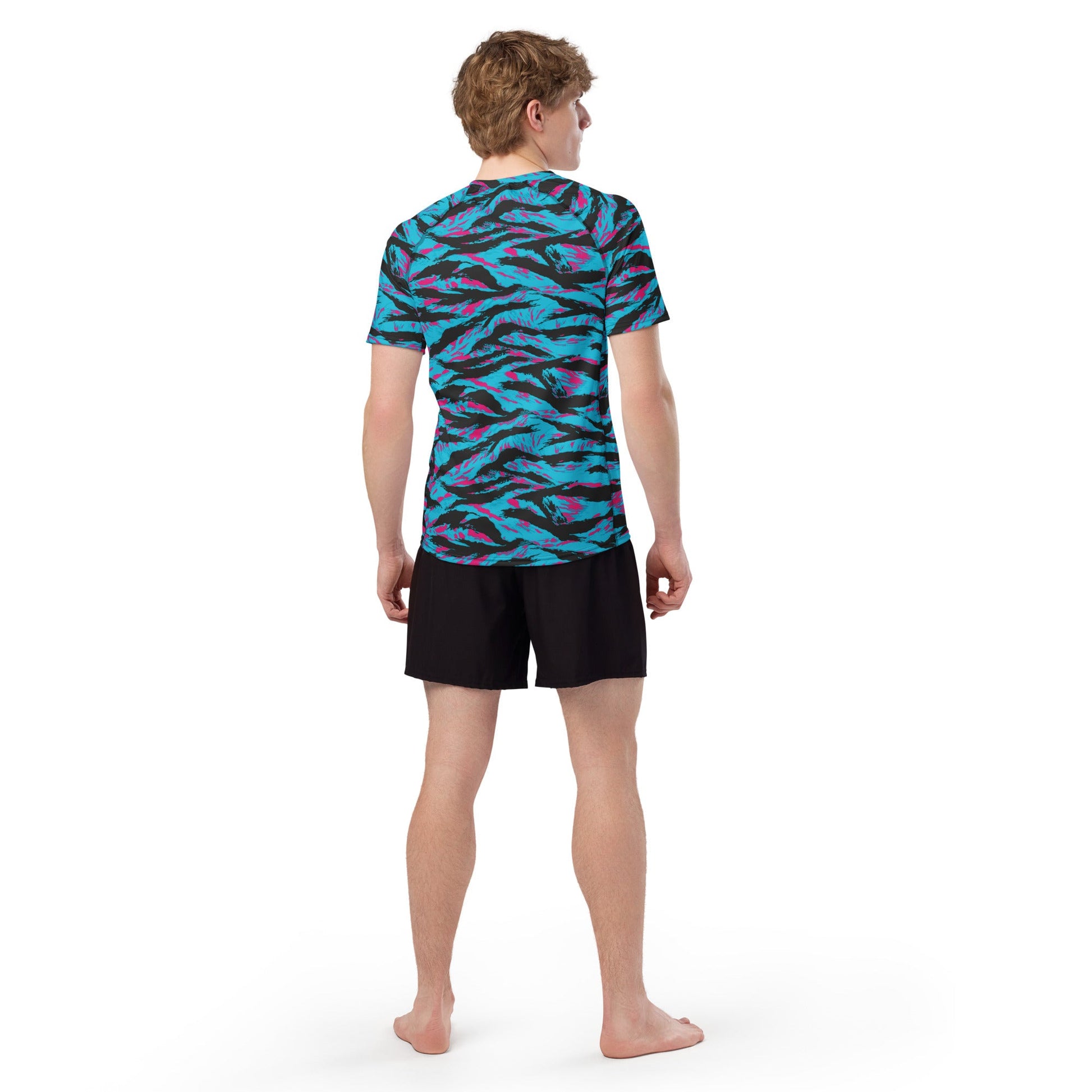 American Miami Vice Tiger Stripe CAMO Mens Short-Sleeve Rash Guard
