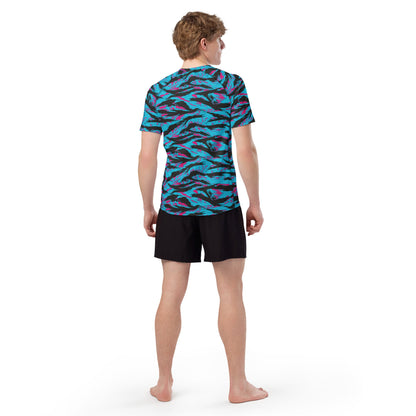 American Miami Vice Tiger Stripe CAMO Mens Short-Sleeve Rash Guard