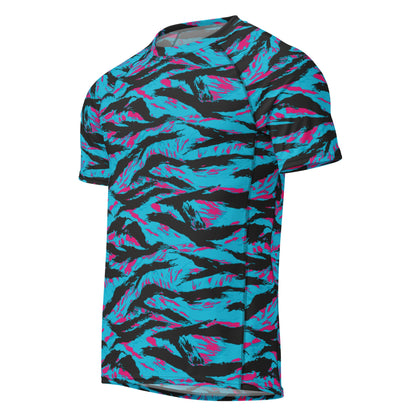 American Miami Vice Tiger Stripe CAMO Mens Short-Sleeve Rash Guard