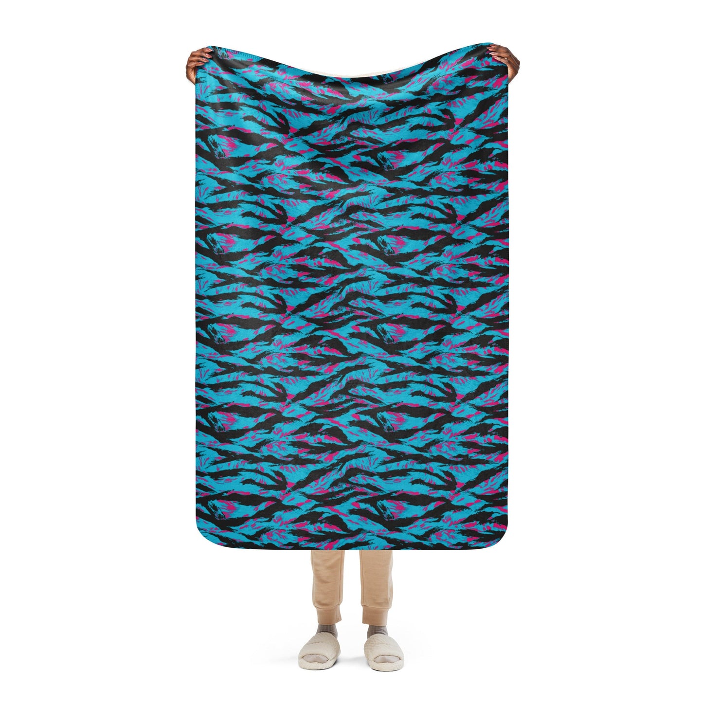 American Miami Vice Tiger Stripe CAMO Sherpa Blanket - 37″×57″